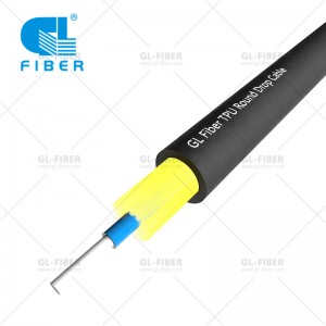 TPU Jaket Nyenyet Buffer Fiber Optic Drop Kabel karo Aramid Benang GJYFJU