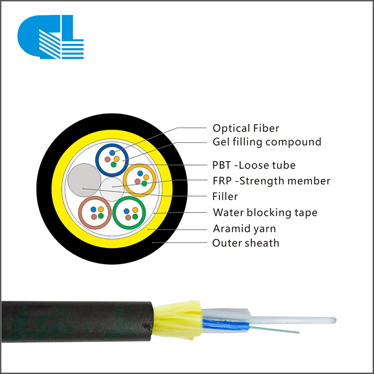 Umurongo umwe Hejuru Hejuru-Dielectric Yishyigikira 2/4/6/8/12/24 Cable ADSS Cable ya Mini Span