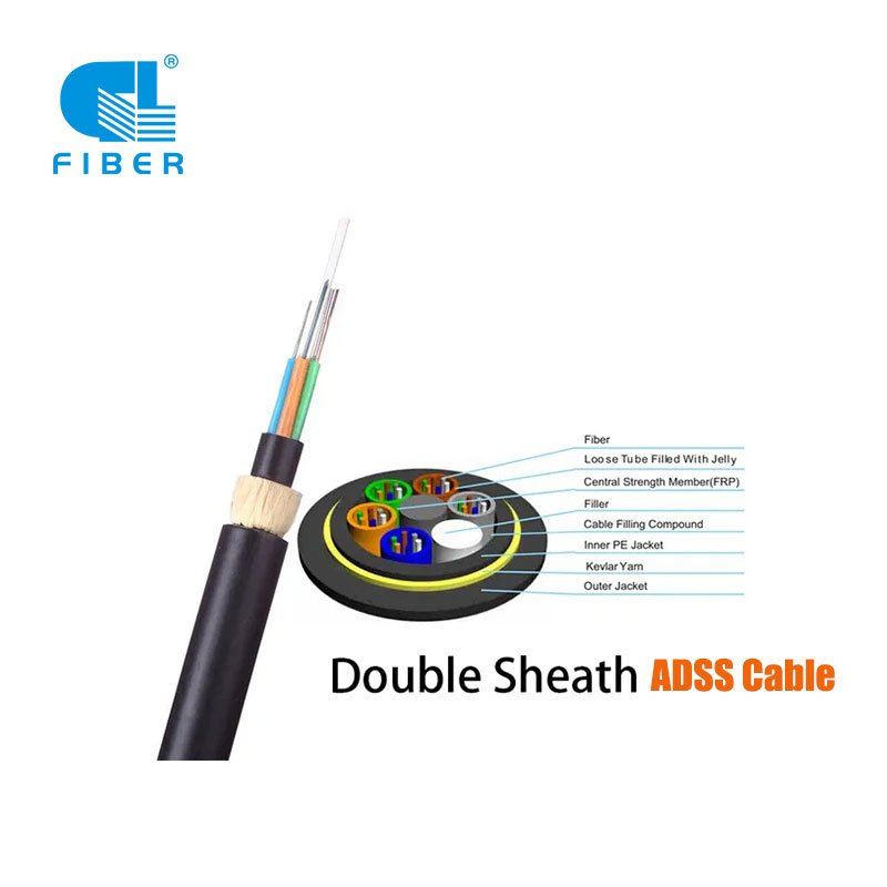 Span 200/300/400/600/800/1000M ADSS 12/24/48/96 Cores G652D Антеннаи беруна худдастгирии ADSS кабели нахи оптикӣ
