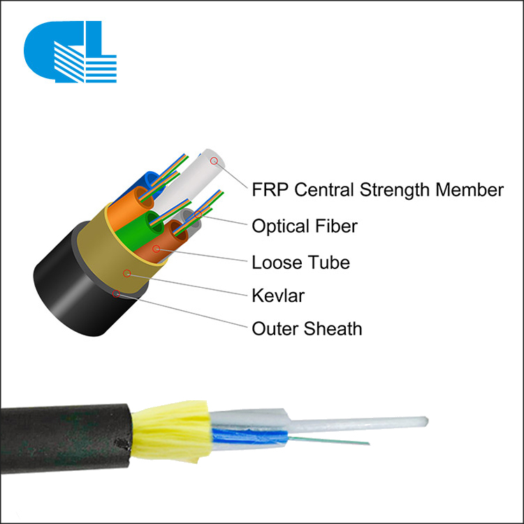 Cable de fibra d'autosuport total dielèctric ADSS aeri de 2-24 nuclis per a Mini Span de 50M-150M