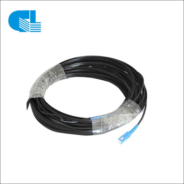 FTTH Cable Single Fiber Indoor/Outdoor Optical Fiber Drop Cable,Single  Mode,9/125,LSZH Jacket,1 Steel Wire+2 FRP Strength Member,Black,1000 Feet