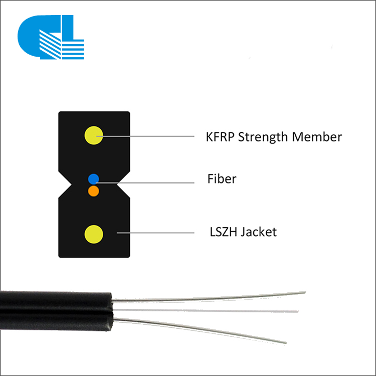 1-12 الأساسية كابل إسقاط FTTH داخلي FRP KFRP أسلاك الفولاذ